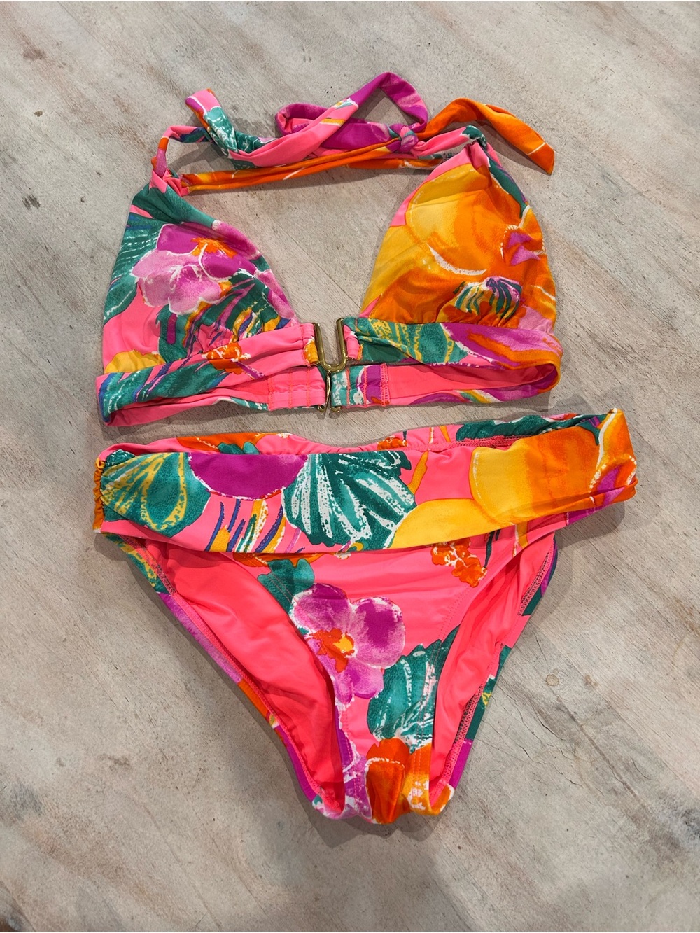🌺🌊🌼NWOT🌺🌊La Blanca Neon Pink Tropical Print Bikini Set🐚🔆